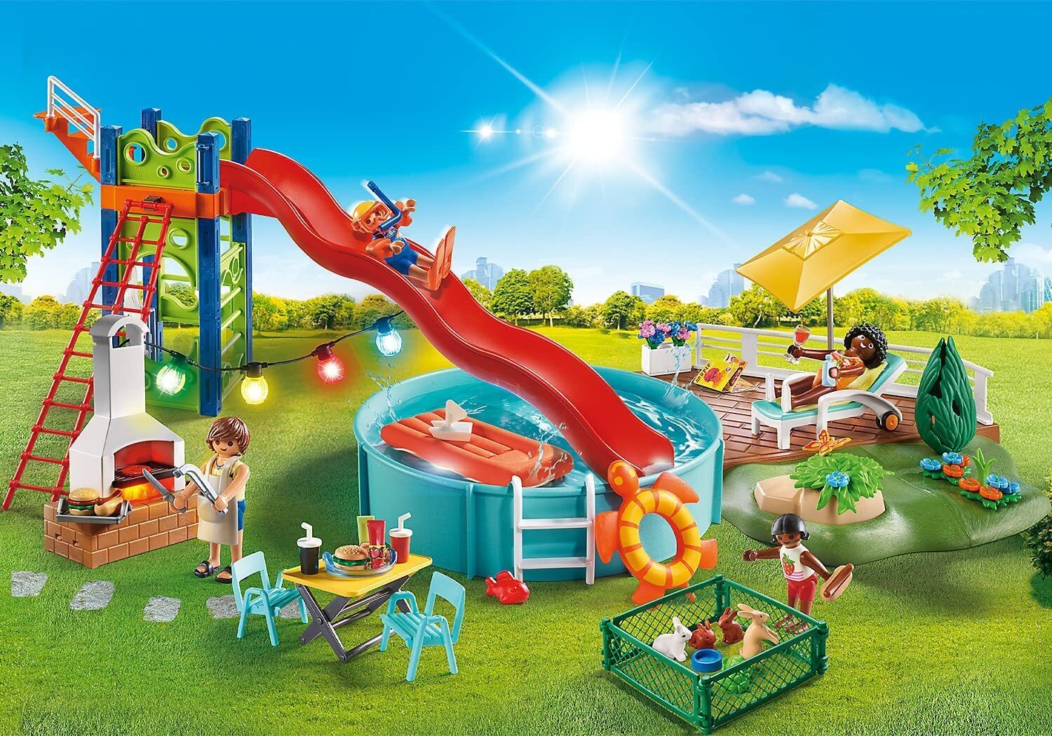 Buy Playmobil - Pool Party with Water Slide 70987