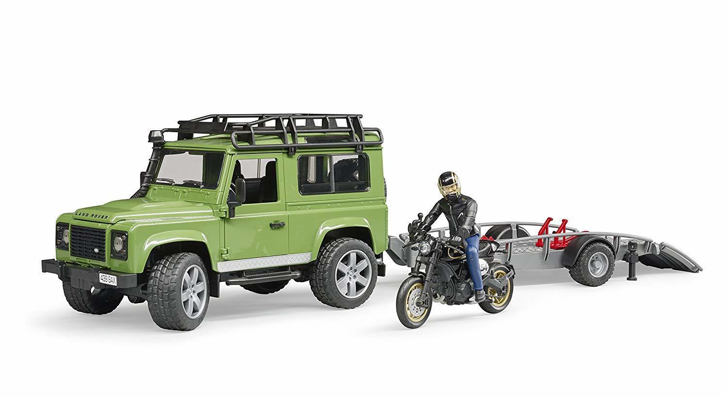 Buy Bruder - Land Rover Defender Station Wagon with Trailer and Ducati ...