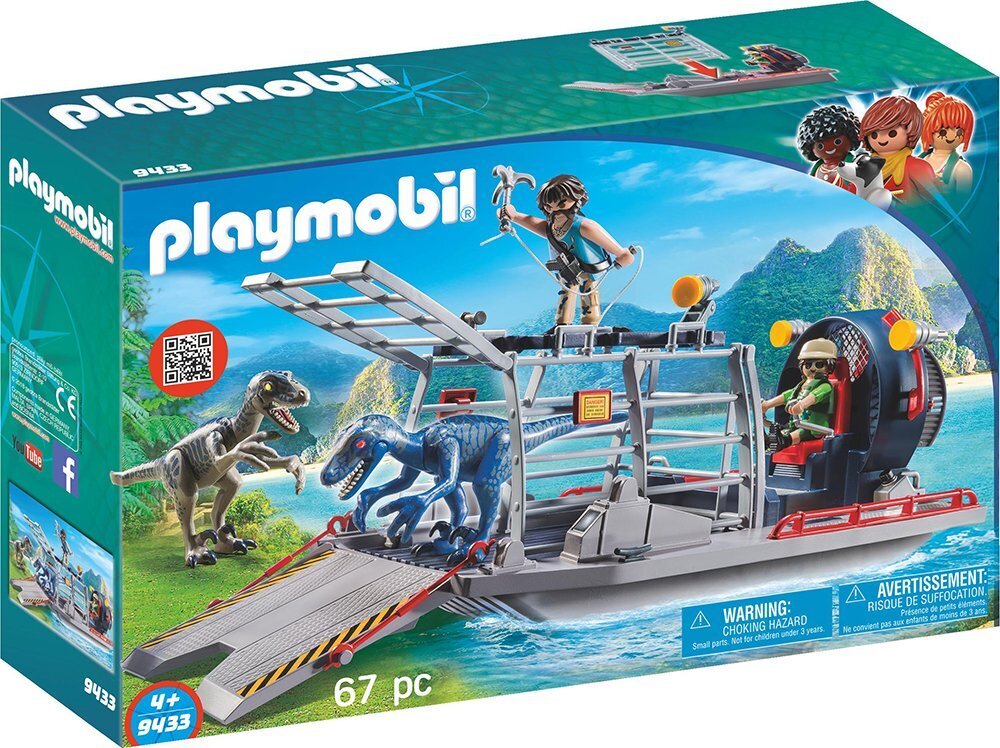 playmobil enemy airboat with raptor building set