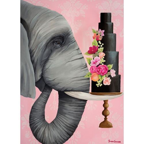 Holdson - Wild Art, Elephant with Chocolate Cake Large Piece Puzzle 500pc