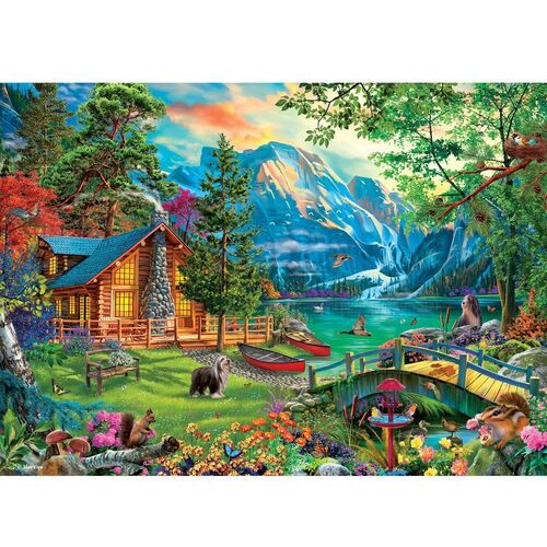 Holdson - Waters Edge Mountain Lake Lodge Puzzle 1000pc