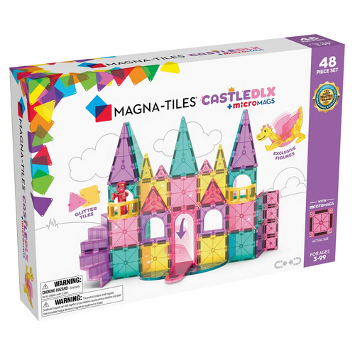 Magna-Tiles - Castle DLX + microMAGS - 48 Piece Set